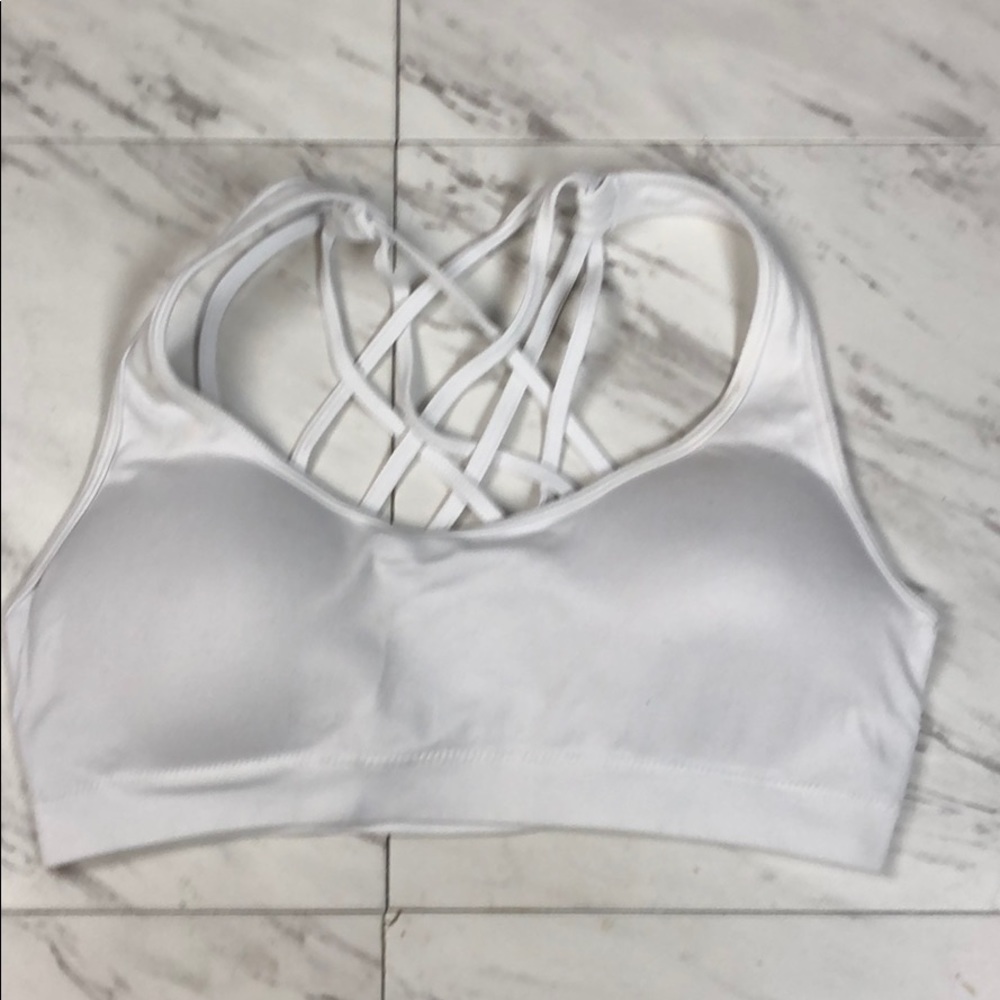 White cross cross sports bra without wire
